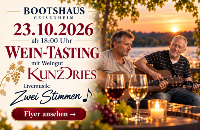 Weinprobe und Livemusik im Bootshaus Geisenheim